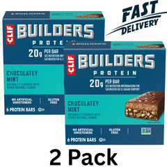 CLIF BUILDERS Protein Bars Chocolate Mint Flavor, Gluten Free (2.4oz, 12 Ct)