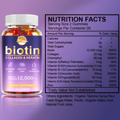 WEEM Hair Skin & Nails Gummies – Biotin Vitamins for Healthy Hair, Skin & Nails