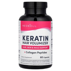 2 X NeoCell, Keratin Hair Volumizer + Collagen Peptides, 60 Capsules