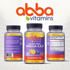Abba Vitamins Omega Gummy Natural Flavors & color Flaxseed Oil based Star Kosher