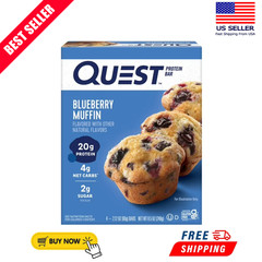 Quest Protein Bar, Blueberry Muffin Flavor, 21g of Protein, Gluten Free, 4 Count