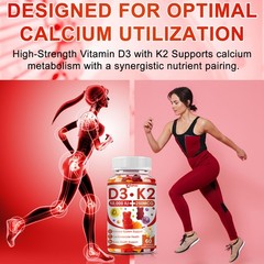 Vitamin D3 K2 Gummies – 60 Count – Supports Healthy Bone Heart For Kids & Adults