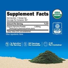 Nutricost Organic Spirulina Powder 2 Pounds – Pure, Certified Organic Spirulina