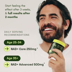Liposomal NAD+ Supplement 250mg Anti Aging Skin Support Energy Focus 60 Capsules