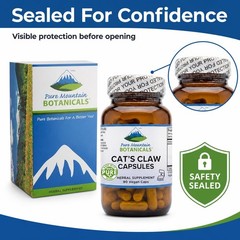 Pure Mountain Botanicals Cat’s Claw Capsules – 90 Kosher Vegan Caps with 1000mg