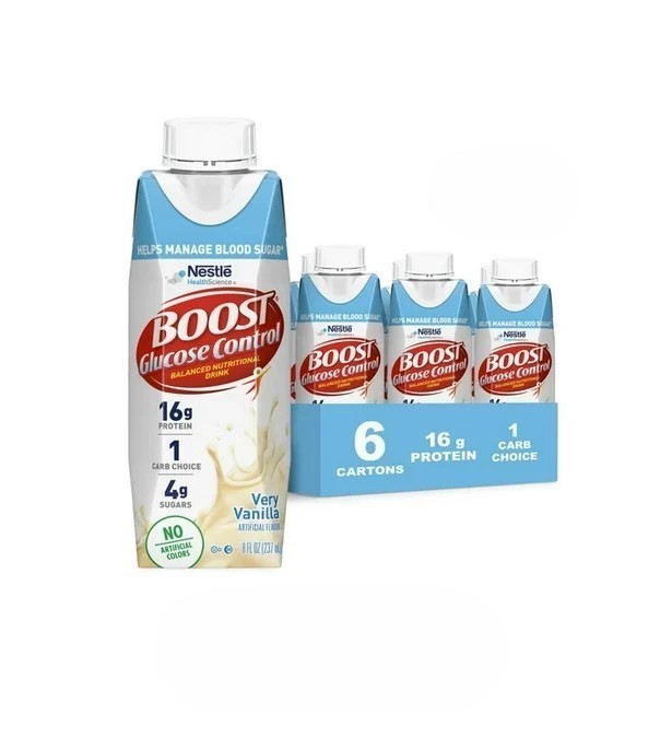 BOOST Glucose Control Nutritional Drink Protein Shakes Very Vanilla, 8 fl oz, 6