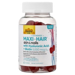 2 X Country Life, Maxi-Hair� Skin & Nails Gummies with Hyaluronic Acid + Biotin