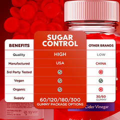 (3 Pack) Sugar Control Keto ACV Gummies 1000MG SugarControl Vitamin 180 Gummies