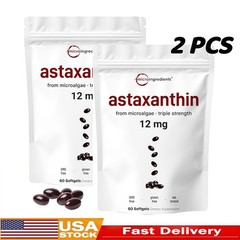 2 Pack | Micro Ingredients Astaxanthin 12mg with MCT Oil, 120 Softgels