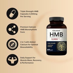 Triple Strength HMB 3000mg Per Serv, 240 Caps Non GMO/Gluten Free Calcium 420mg