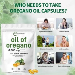 2 Oil 1 in of Oregano & Black Seed Softgels Count with Carvacrol,Immune Supports