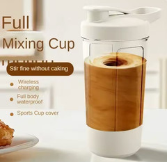 Protein Shaker Bottle 450ml Plastic USB Recharge Electric Mix Cup Portable