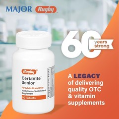 Rugby CertaVite Senior Multivitamin/Multimineral 90 Count (Pack of 1), Silver