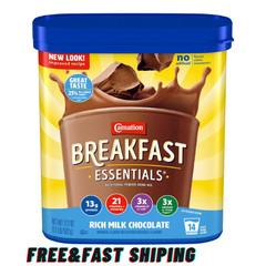 Carnation Breakfast Essentials Chocolate Protein Drink Mix 17.7 oz FREE SHIPING.