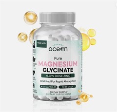 Organics Ocean Pure Magnesium Glycinate with Zinc- Strength Chelated- 90 Count