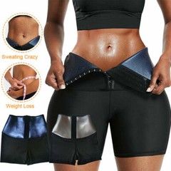Women Coated Sweat Sauna High Hooks Waist Short Pants Waist Trainer leggings