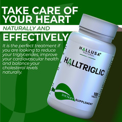 HALLTRIGLIC – Triglycerides & Cholesterol – Cardiovascular Health – 100 Tab