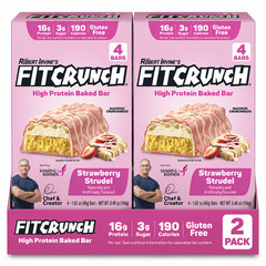 FITCRUNCH Protein Bars – Strawberry Strudel – 16g Protein – 8 Bars- NEW (2 Pack)