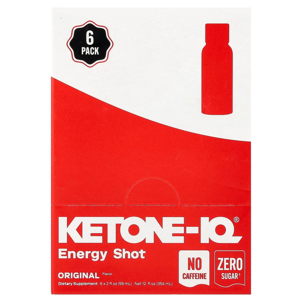 2 X Ketone-IQ, Energy Shot, Original, Caffeine Free, 6 Bottles, 2 fl oz (59 ml)