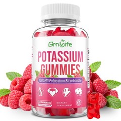 Potassium Gummies 1000mg, Bicarbonate 60 Count (Pack of 1)