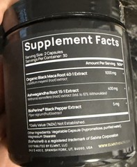 ELMNT Black Maca Ashwagandha Black Pepper Non-GMO Lab Tested 60 Capsules – New