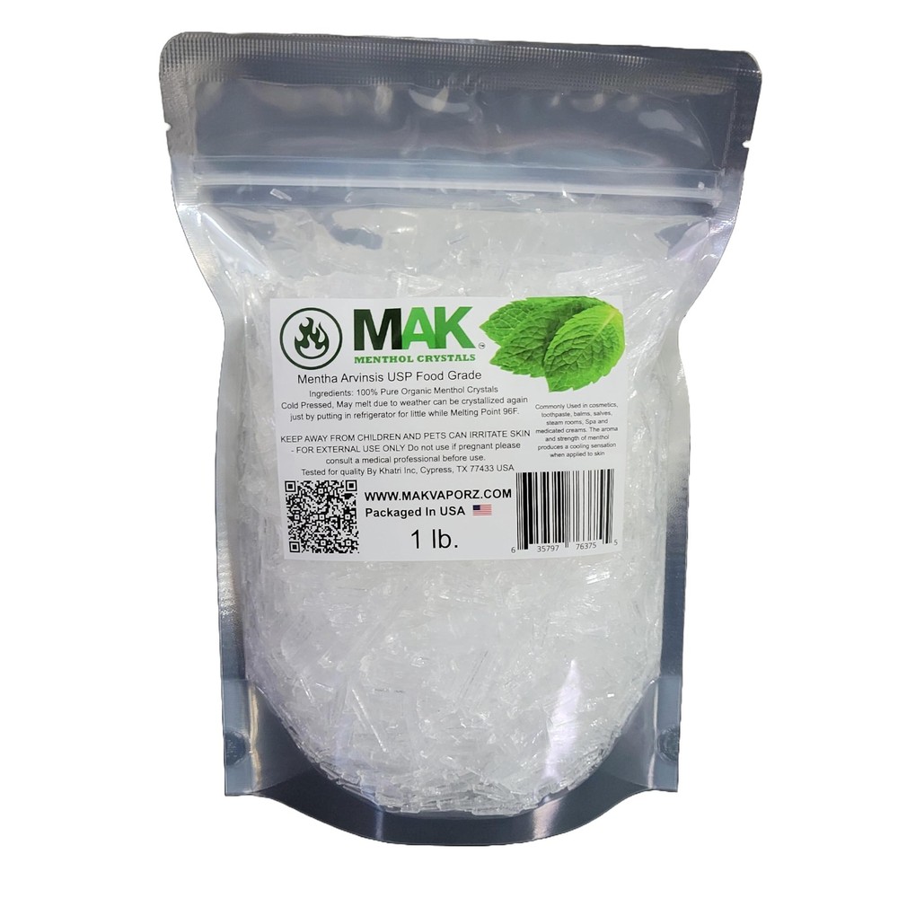 Mak Menthol Crystal 1 LB – Pure Organic 16 Ounce (Pack of 1), Clear Or White