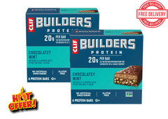 CLIF BUILDERS Protein Bars Chocolate Mint Flavor, Gluten Free (2.4oz, 12 Ct)