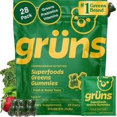 Gruns Super Greens Gummies – 28ct – Spirulina, Chlorella & Prebiotic
