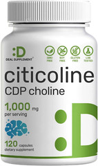 Citicoline CDP Choline, 1,000Mg per Serving, 120 Capsules – Extra Strength Ch…