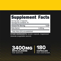 PrimaForce Beta Alanine Capsules 3400mg, 180 Capsules (45 Servings)