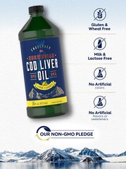 Cod Liver Oil Liquid | 16 fl oz 3 Pack | Lemon Flavor | Norwegian | by Carlyle