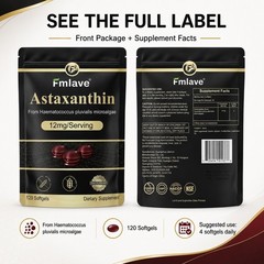 Natural Astaxanthin 12mg Vegan 120 Softgels – Antioxidant Eye Joint Skin Health