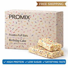 Promix Protein Puff Bars Birthday Cake 12 Pack Healthy Snack Bars
