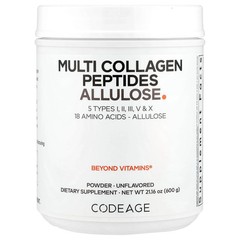 2 X Codeage, Multi Collagen Peptides Allulose, Unflavored, 21.16 oz (600 g)