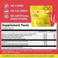 Keto Vitals Electrolyte Energy Drink Powder Packets – Increases Energy – 30 CT