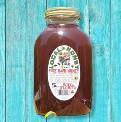 RAW HONEY WILDFLOWER 5LB 100% PURE LOCAL Made in USA Glass Jar