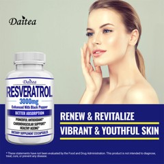 Resveratrol 3000 Mg – Powerful Antioxidant, Vibrant & Young Skin, Non-GMO