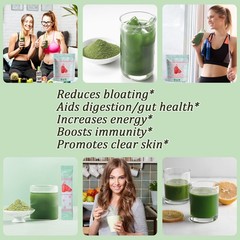 Super Greens Powder Reduce Bloat Digestive Health & More 3 flavors-30 packets US