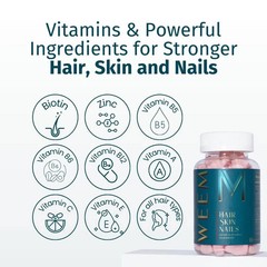 1 Pack WEEM Hair Skin & Nails Gummies Vegan Biotin Vitamin Support