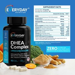 DHEA Micronized 200mg Complex with Pregnenolone 100mg 90 Count (Pack of 1)