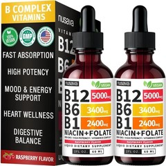 NUSAVA Vitamin B12 Drops – 3 Pack – 5000mcg – Raspberry – 80 Servings