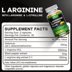 L-Arginine 120 Nitric Oxide,Testosterone Booster,Energy Support Capsules 3000 mg