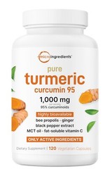Pure Turmeric Curcumin Supplement 1000mg 95% Curcuminoids 120 Veggie Capsules