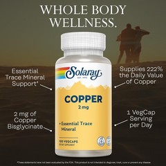 SOLARAY Copper Supplements – with 100 Count (Pack of 1), No Color