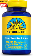 Monolaurin Plus Zinc Immune Support Supplement – 936mg Monolaurin from Raw Cocon