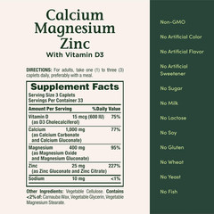 Calcium Magnesium & Zinc Caplets, Immune & Bone Health, Daily Supplement, 1000Mg