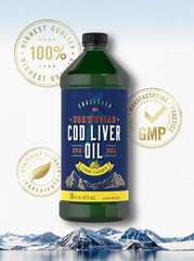 Cod Liver Oil Liquid | 16 fl oz 3 Pack | Lemon Flavor | Norwegian | by Carlyle