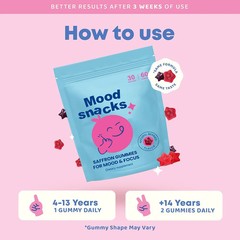 Mood Snacks Kids Saffron Gummies, Natural Support Supplements Offer Mood Berries