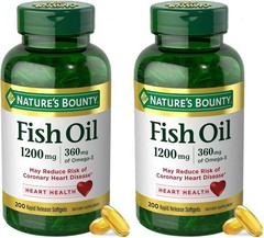 2pk Nature’s Bounty 200 Pack Fish Oil 1200 mg Supplements Heart Health BB: 10/27