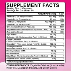 2PCS Myo Inositol & D-Chiro Inositol Supplement for Women, 120 Capsules